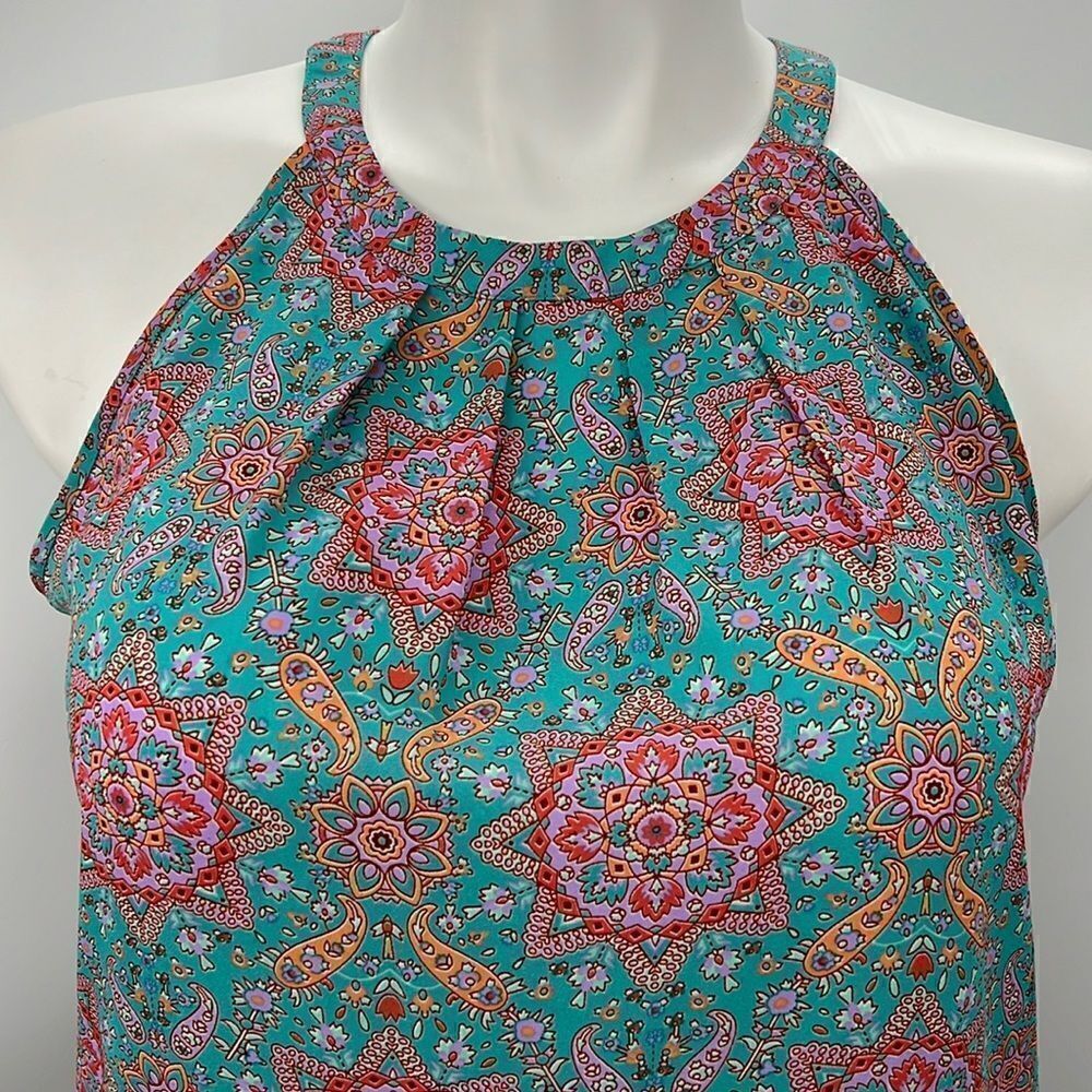 Cynthia Rowley mandala aqua orange tank top large